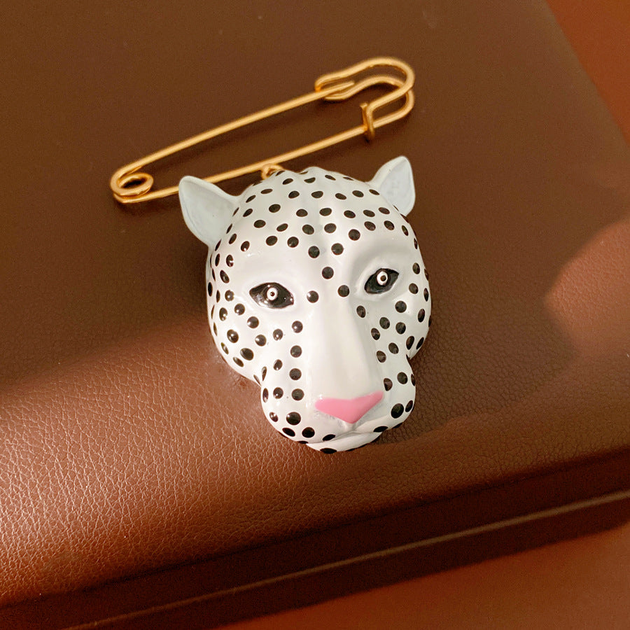 Women's Pink Leopard Head Light Luxury High-grade Niche Personality Temperament Jewelry Set
