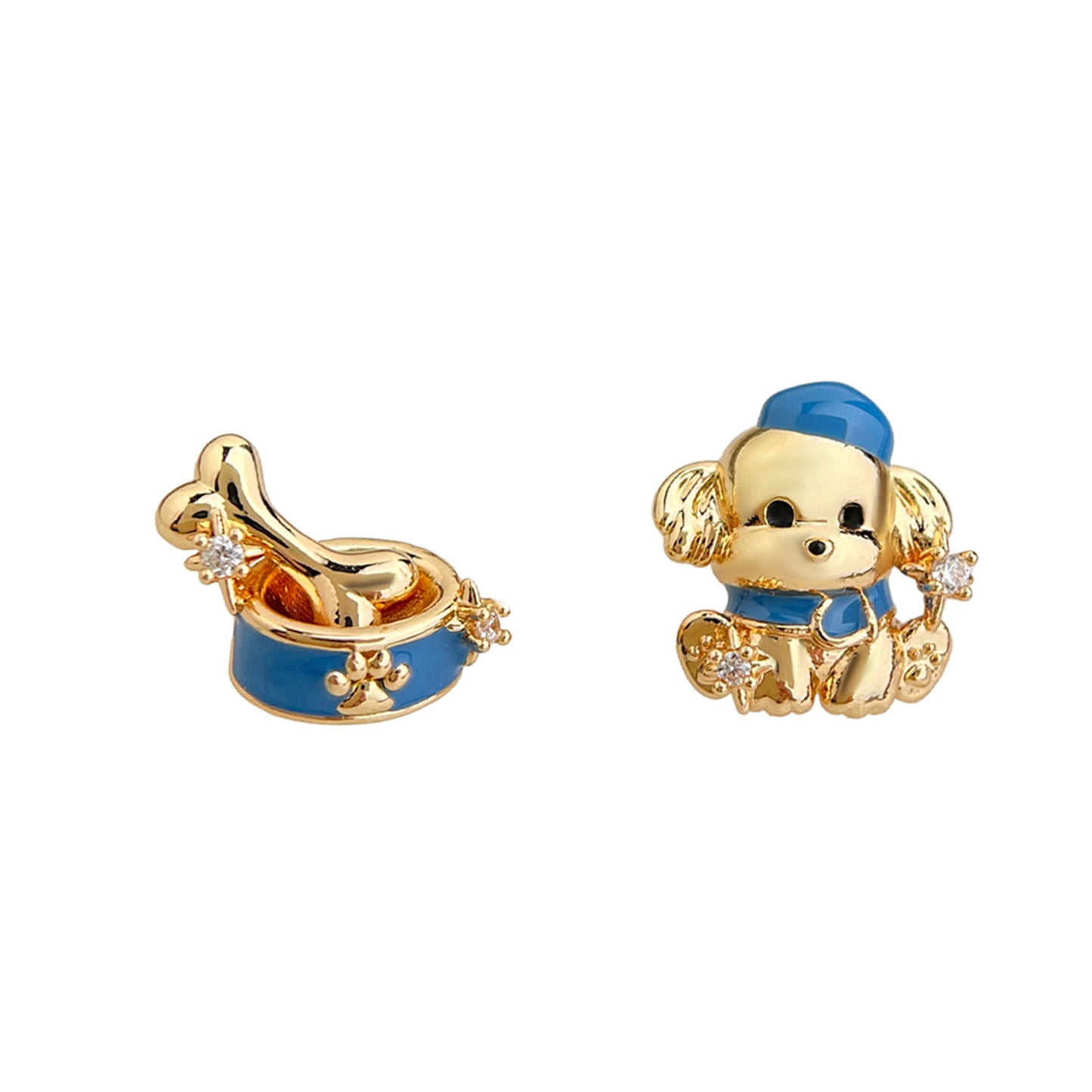 Personality Designer Enamel Drip Glazed Painted Puppy Bone Earrings