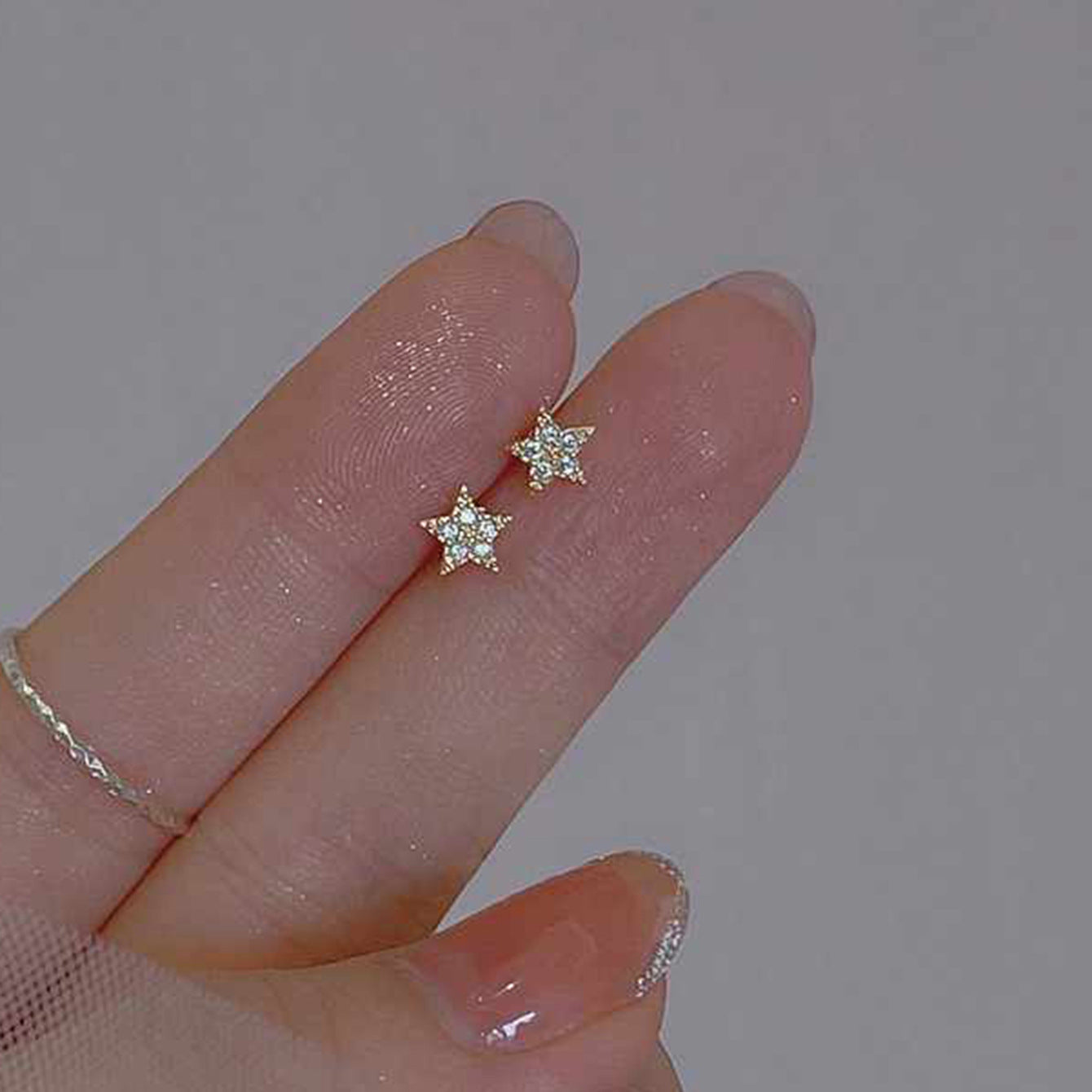 Rhinestone Mini Pentagram Female Korean Style Exquisite Small Light Luxury Rings