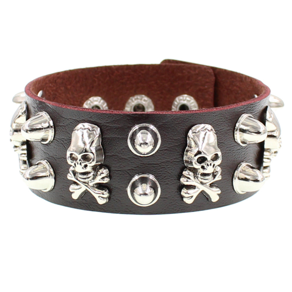 Leather Domineering Personalized Skull Rivet Punk Bracelets