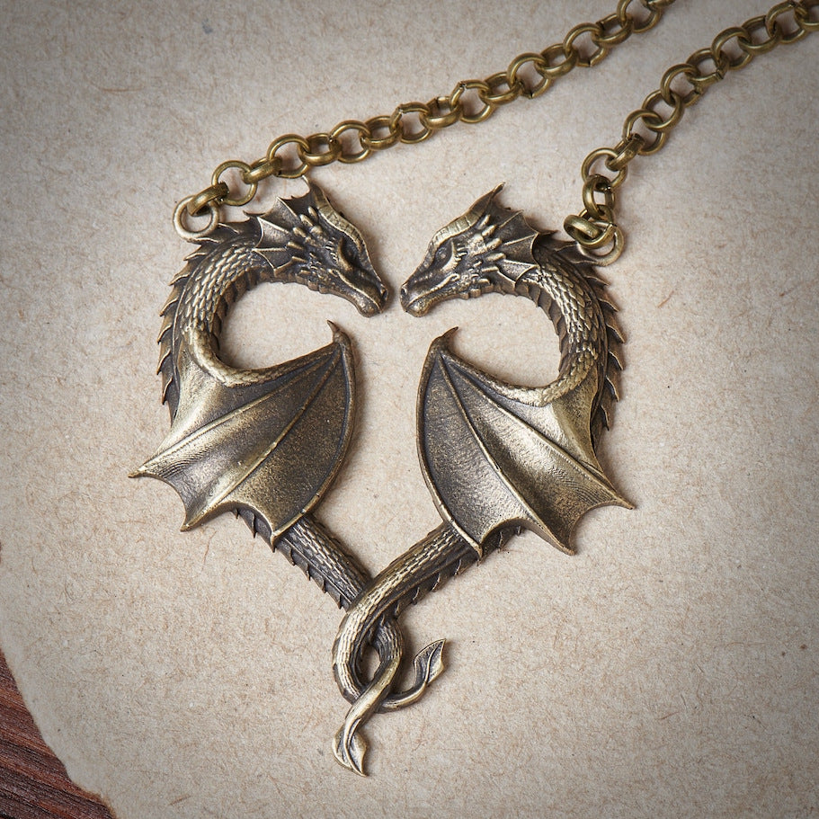 Dragon Love Heart Symbol Medieval Jewelry Necklaces