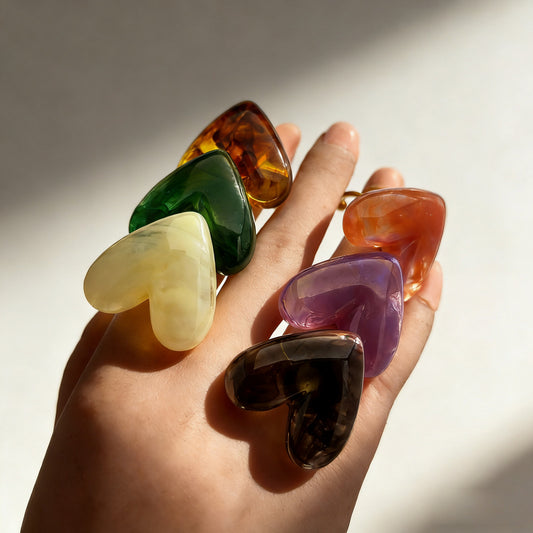 Resin Love Stainless Steel Open Personality Elegant Ring