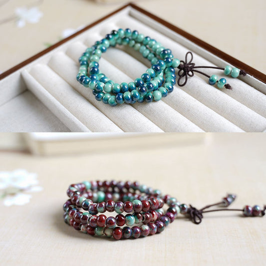 Chinese Style Three Twin Beads Ceramic Bracelets