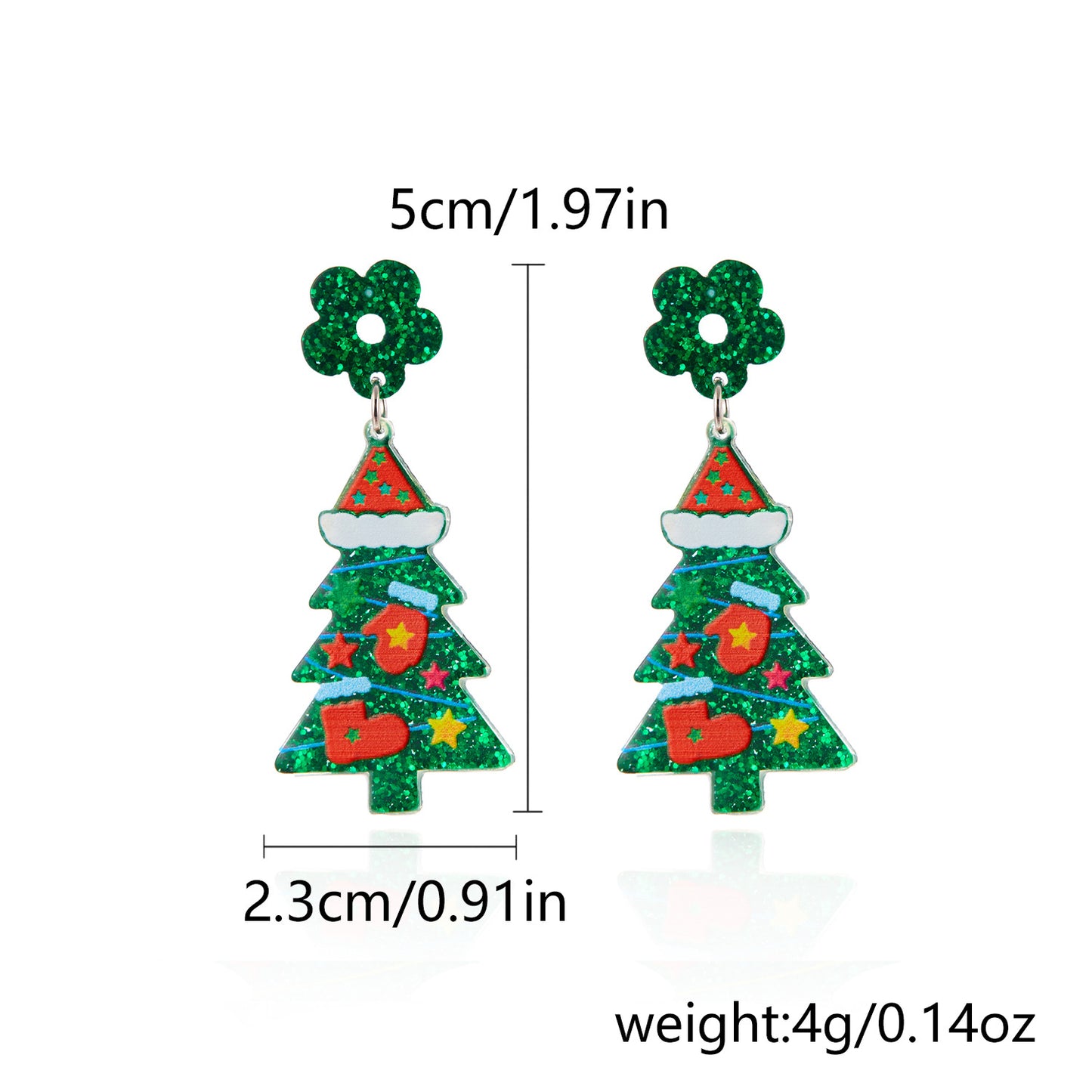 Christmas Cartoon Glitter Stockings Printing Eardrop Earrings