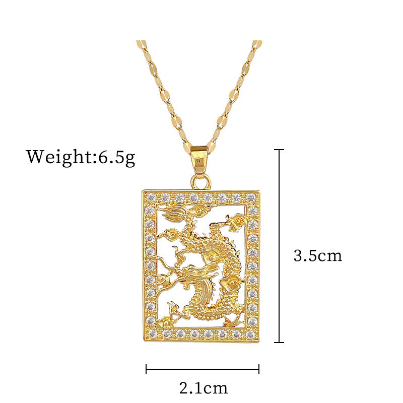 Steel Lucky Female Copper Micro Inlay Real Gold Plating Necklaces