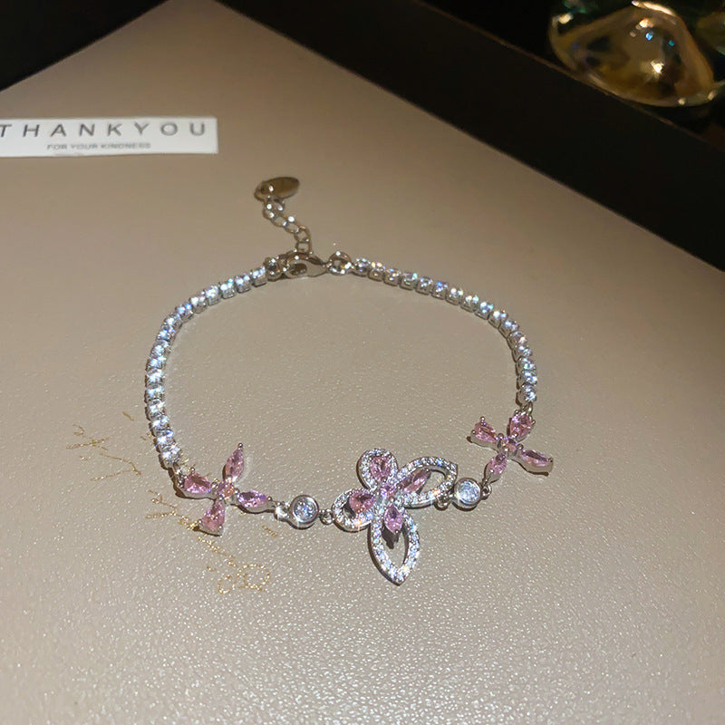 Pink Zircon Geometric Round Pull-out Retro Minority Elegant Bracelets