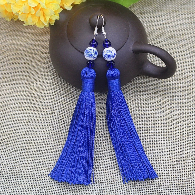 Long Tassel Handmade Exaggerated Antique Creative Earrings