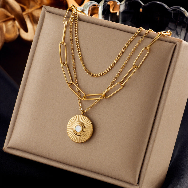 Women's Sun Cross Stainless Steel Fashion Personality Design Necklace