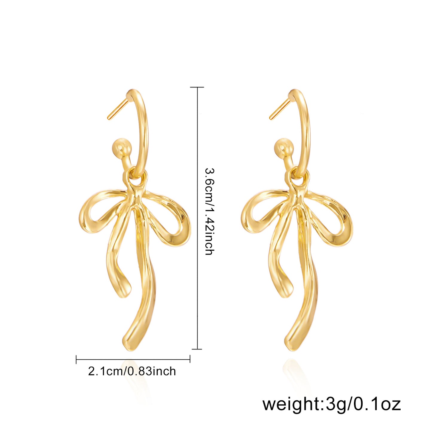 Women's Fashion Bowknot Tassel Copper Ear Hook Earrings