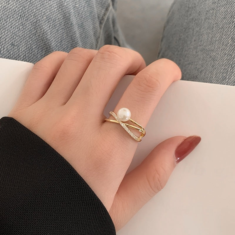 Pearl Female Fashion Super Fairy Personalized Index Finger Light Luxury Rings