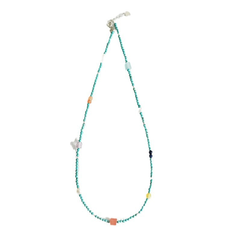 Women's Chinese Style Natural Turquoise Dopamine Summer High-grade Clavicle Chain Necklace