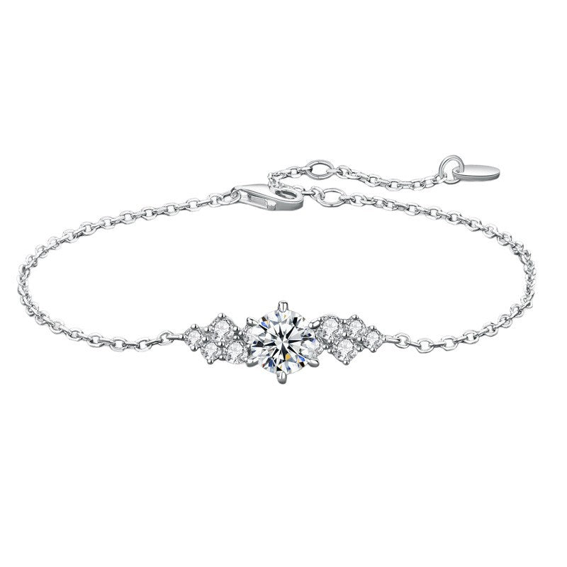 Women's Love Letter Sterling Sier Moissanite Classic Proposal Style Bracelet