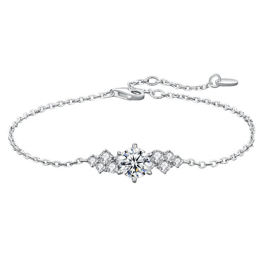 Women's Love Letter Sterling Sier Moissanite Classic Proposal Style Bracelet