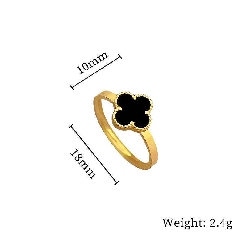 Women's & Men's Clover Titanium Steel Cold Wind Disco Trendy Personality Rings