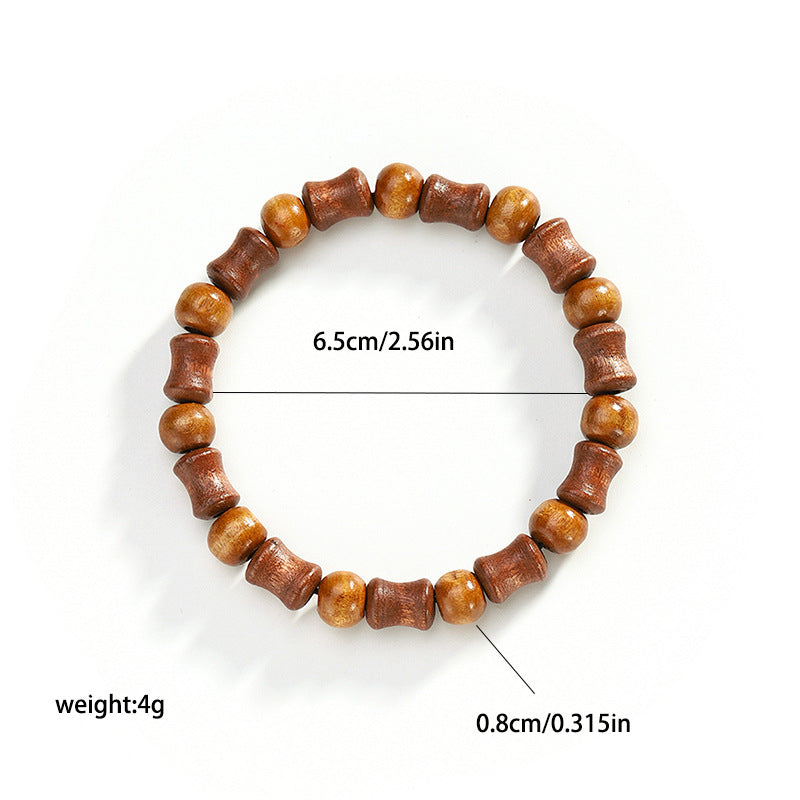 Bamboo Ebony Pear Rosewood Single Unisex Wooden Bead Retro Easy Bracelet