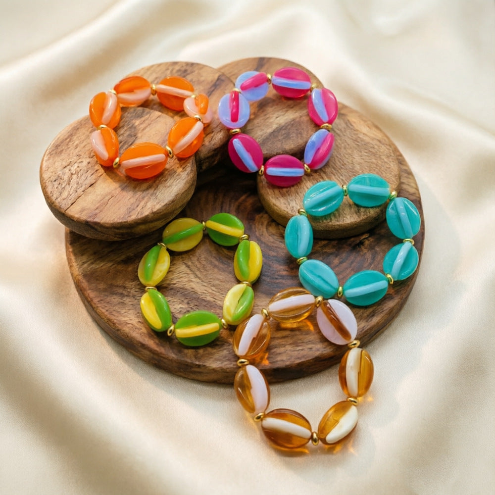Women's Colorful Acrylic Fashion Elastic String Rainbow Bracelets