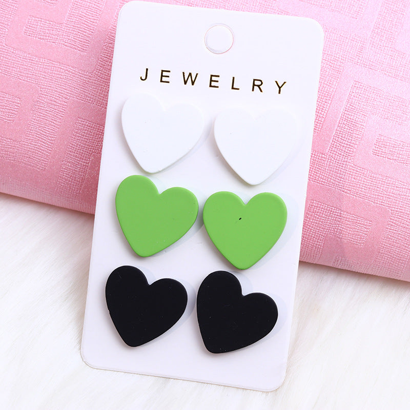 Women's Valentine's Day Gift Love Three-piece Acrylic Earrings