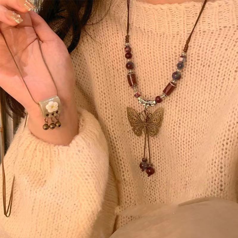 Chinese Ethnic Style Butterfly Niche Ancient Necklaces