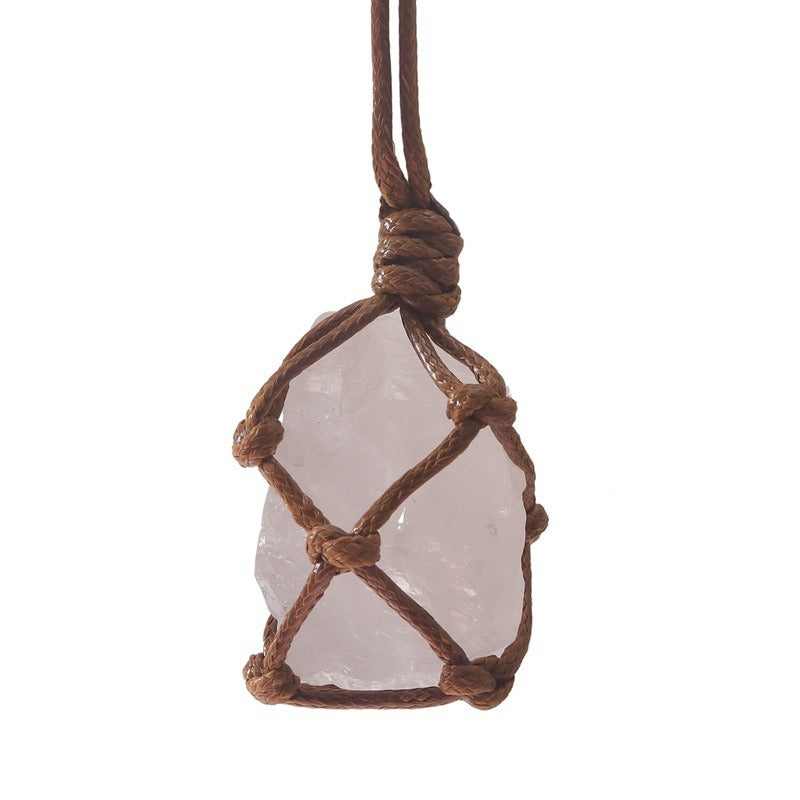 Handmade Woven Irregular Stone Net Rough Necklace