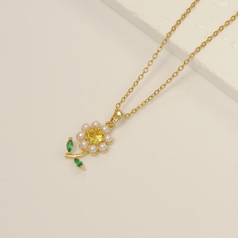 Korean Fairy Temperamental Simple Love Pearl Clavicle Necklace