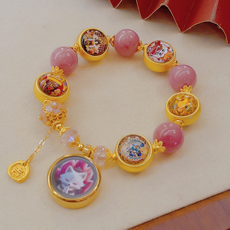 Women's & Men's Green Tara God Of Wealth Chinese Tassel Five Gods Bracelet