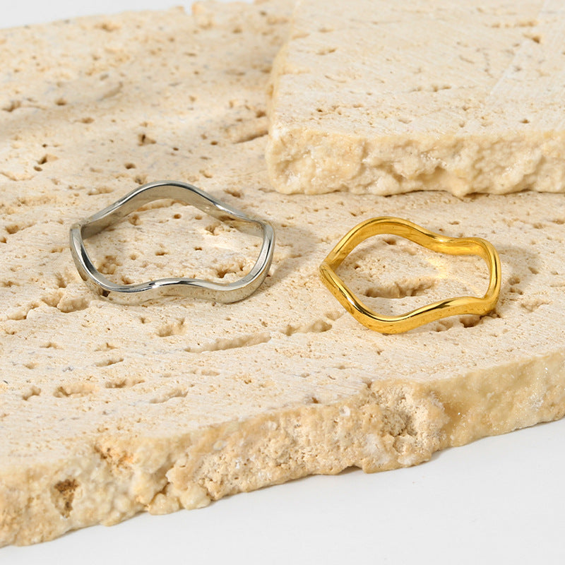 Wind Design Stainless Steel Wavy Tail Gold Shank Rings