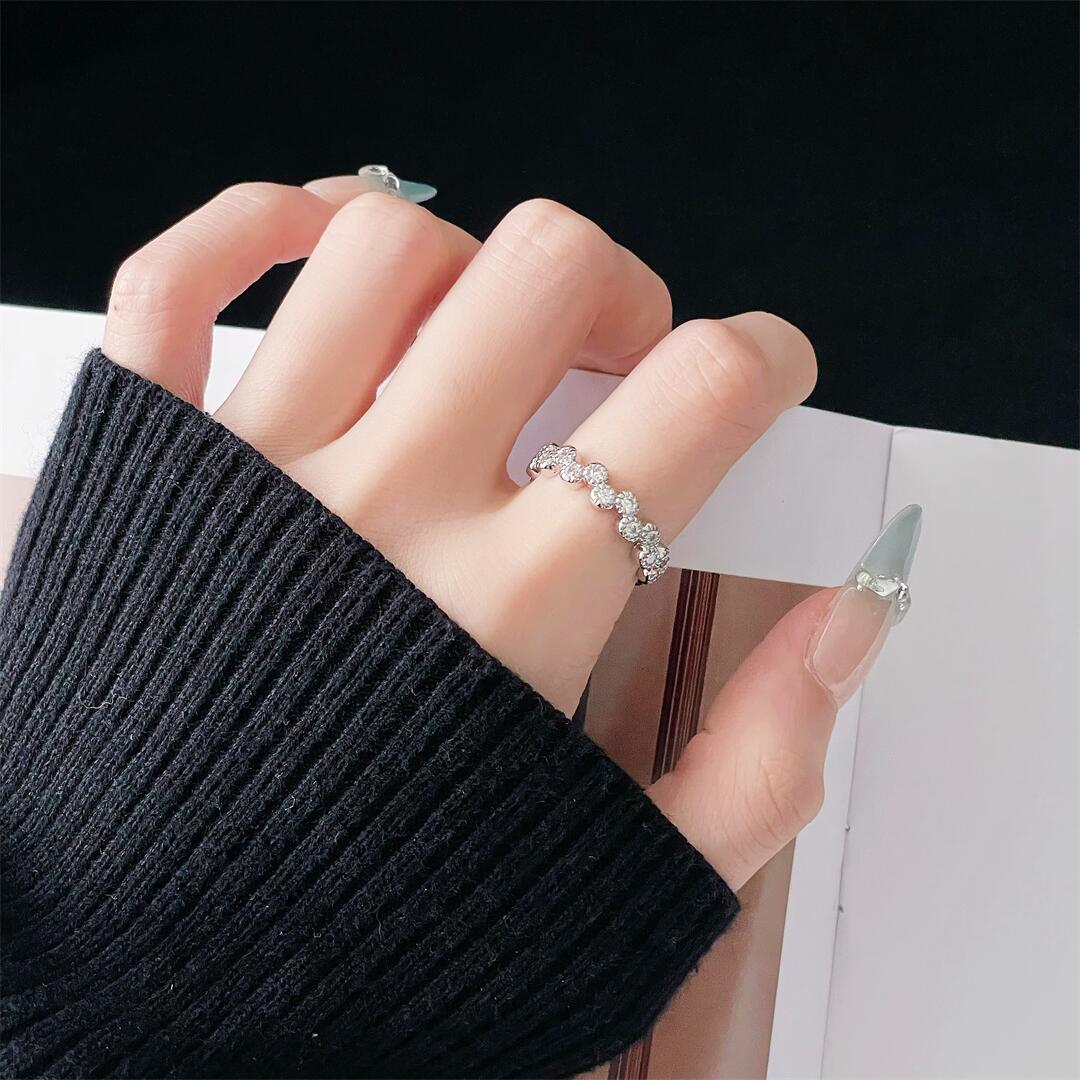 Women's Open-end Zircon Simple Design Geometric Personalized Charming Rings