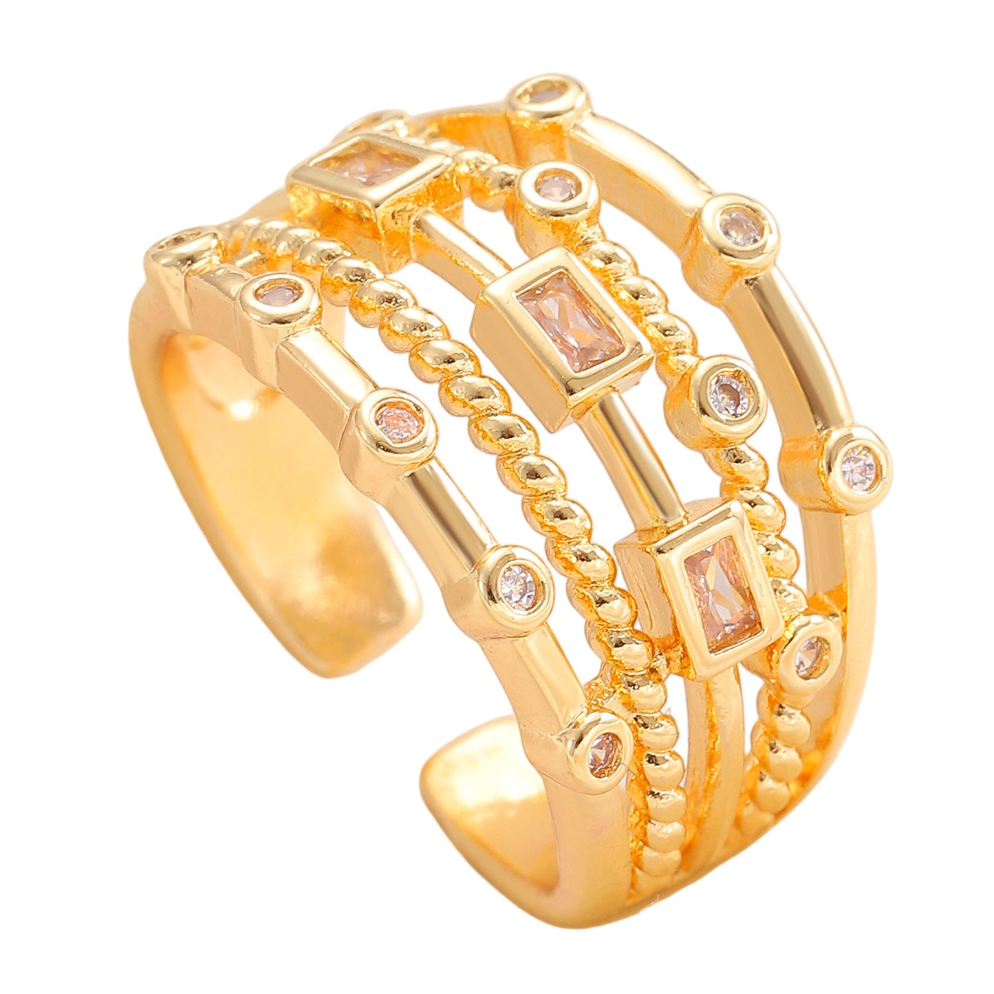 Simple Style Geometric Hollow Gold Plated Ring