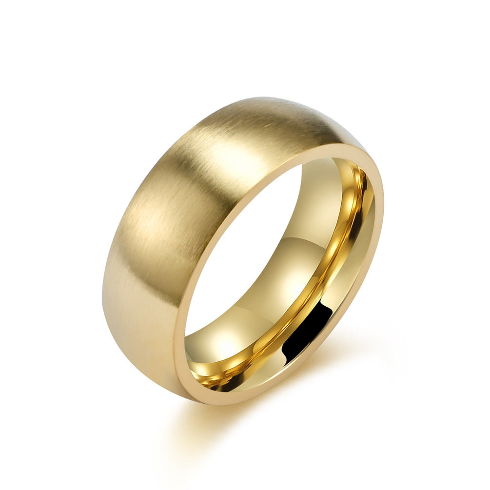 Men's Simple Titanium Steel Matte Brushed Inner Rings