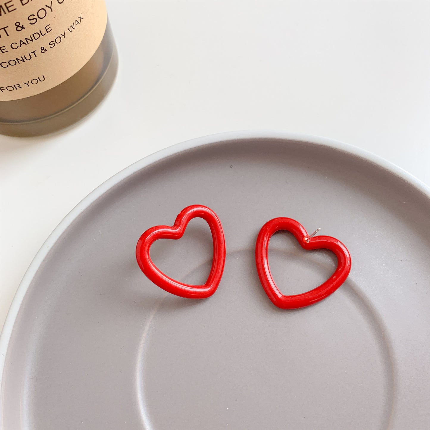 Love Heart Female Sweet Style Minimalist Design Earrings