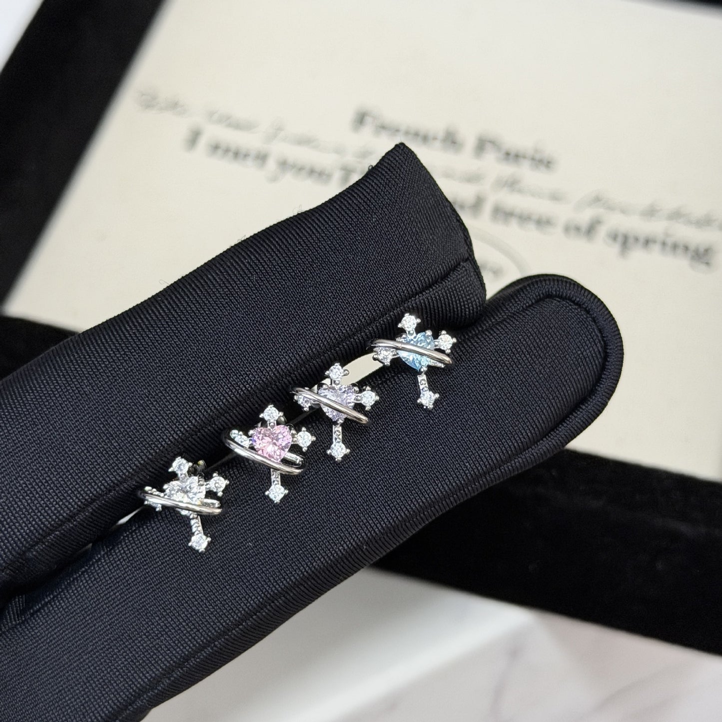 Round Cross Love Personalized Zircon Flat Stud Earrings