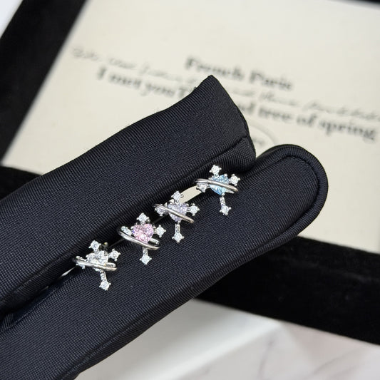 Round Cross Love Personalized Zircon Flat Stud Earrings