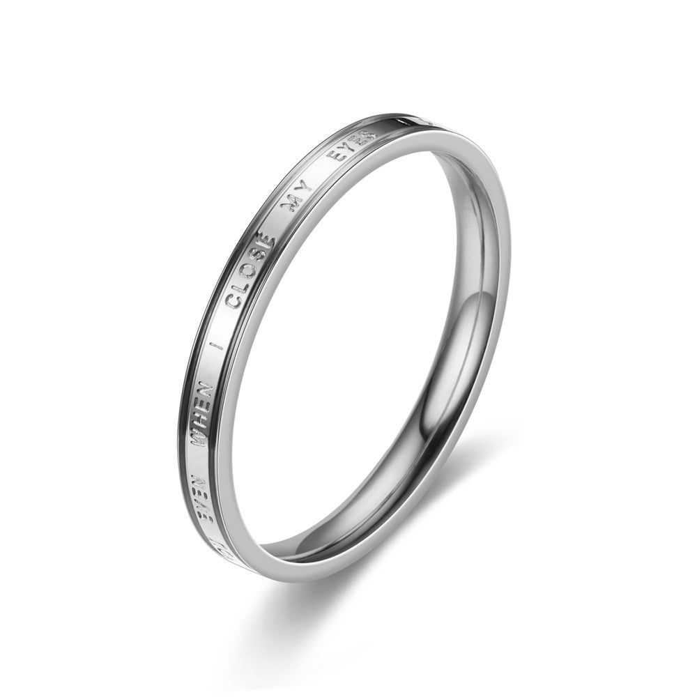 Women's Steel English Letters Special Interest Light Rings