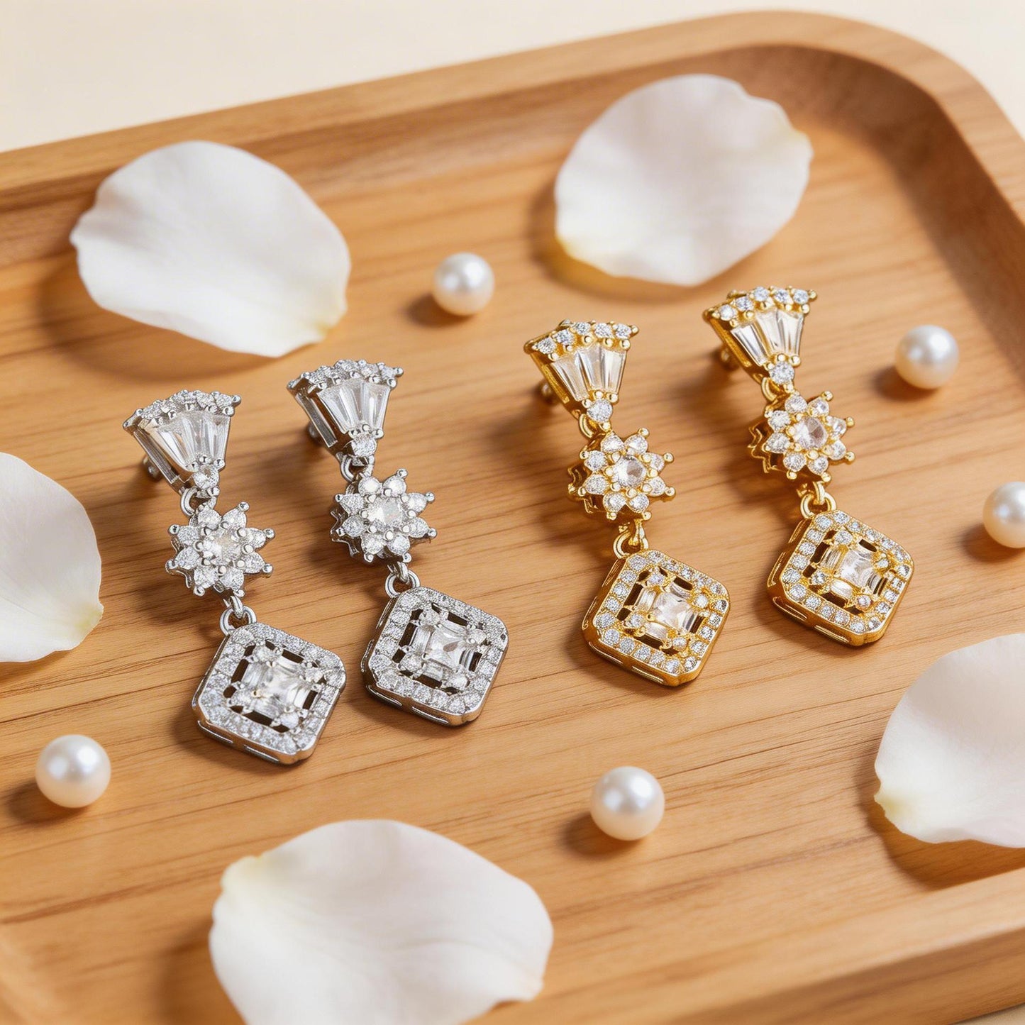Zirconium Tassel Light Luxury Square Sugar Zircon High Sense Stud Earrings