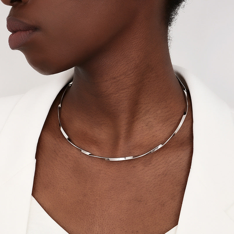 Women's Piece Minimalist Style Metal Twist Line Choker Daily Trendy Necklaces