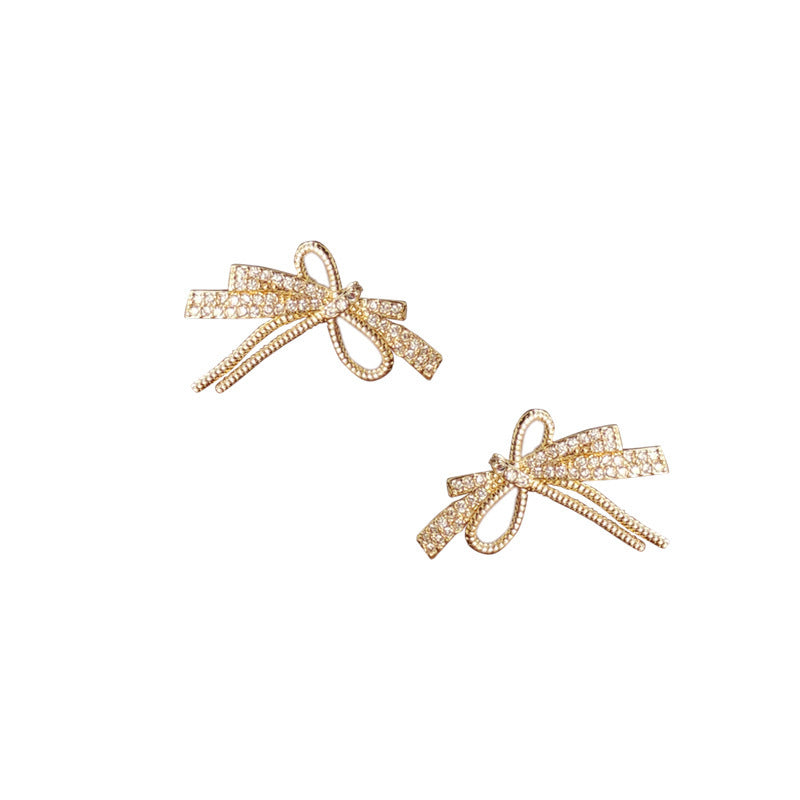Inlaid Zircon Gentle Bends Hitches Design Sense Commute Minimalist Versatile Stud Earrings