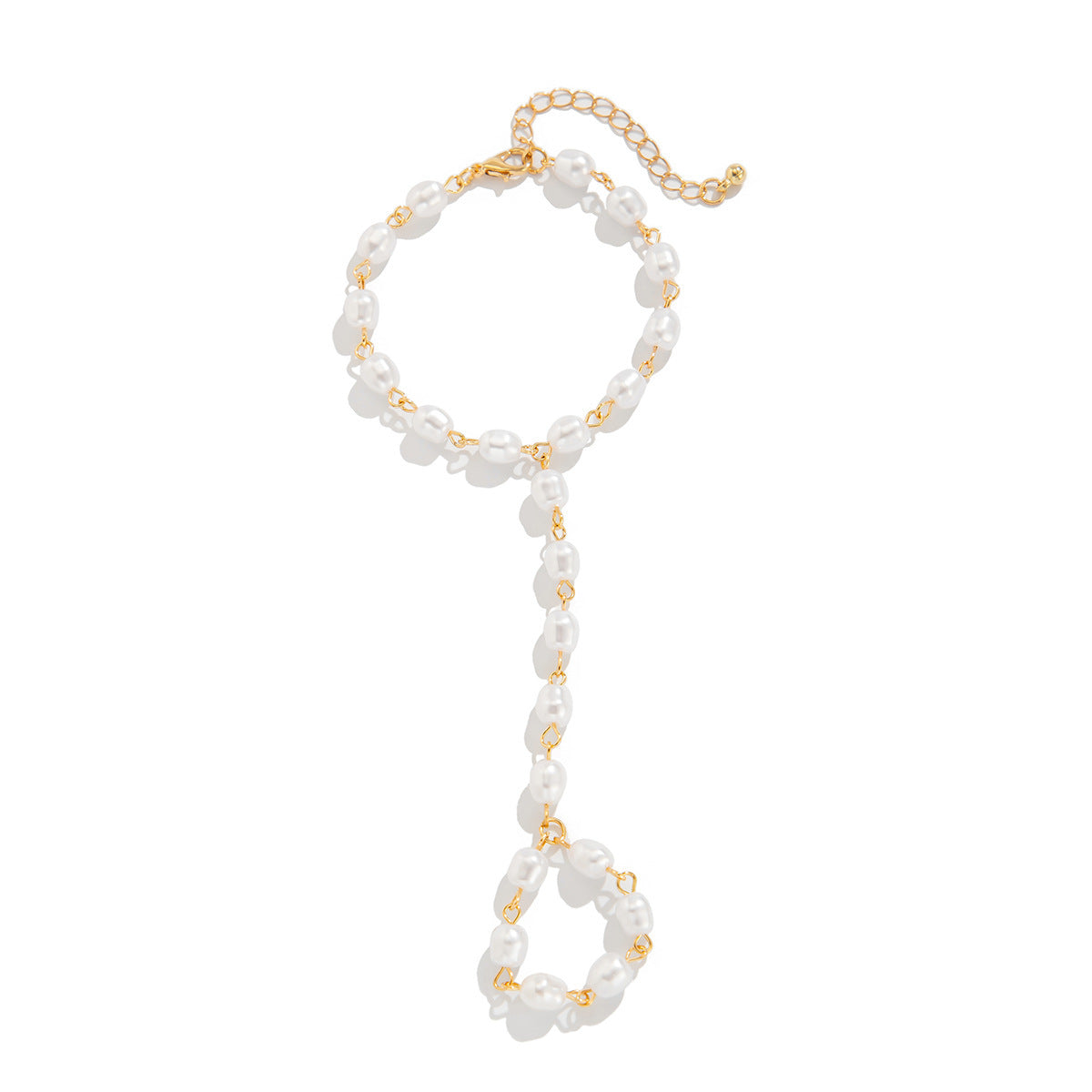 Baroque Imitation Pearl Design Crystal Finger Bracelet