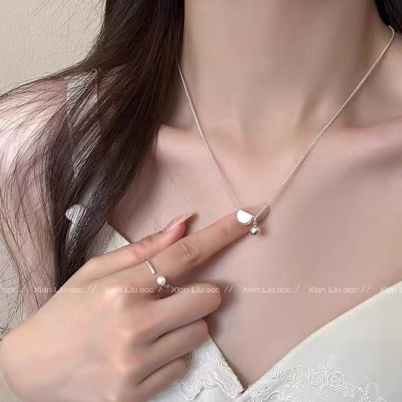 Sier Safety Lock Chinese Style White Necklace