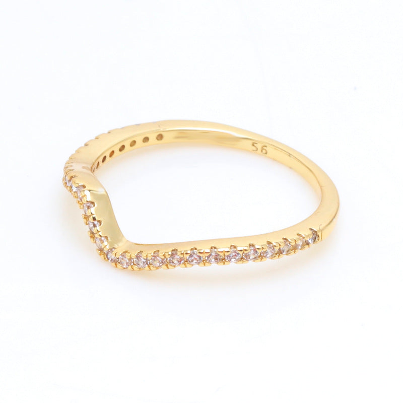 Women's Wave Affordable Luxury Fashion Gold Plated Rings