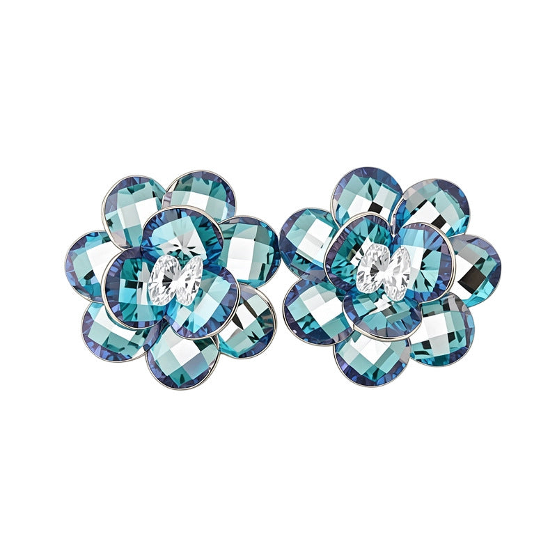 Women's Affordable Luxury Style Dopamine Crystal Flowers Refined Personalized Sweet Stud Earrings
