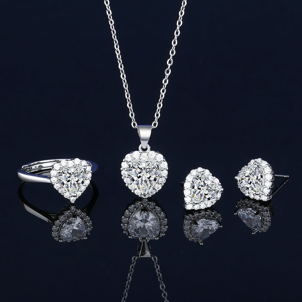 Women's Blue Red Yellow Green Purple White Gemstone Zircon Princess Jewelry Set