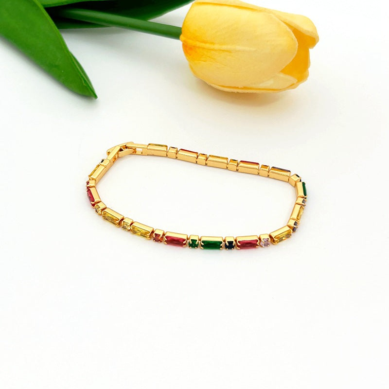 Light Luxury High-grade Fashion Style Full Diamond Color Zircon Jewelry Set