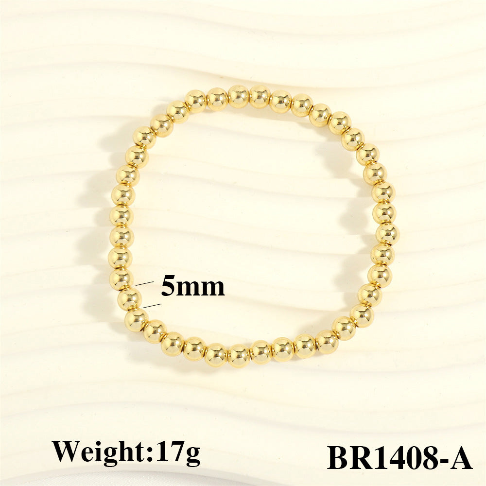 Gold Beads Stretch Fashion Color Retaining Bracelets