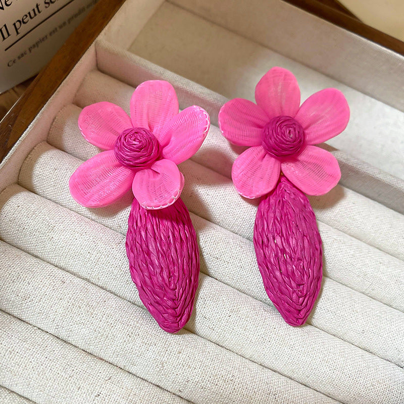 Women's Flower Sweet Personality Girlish Heart Ear Exaggerated Earrings