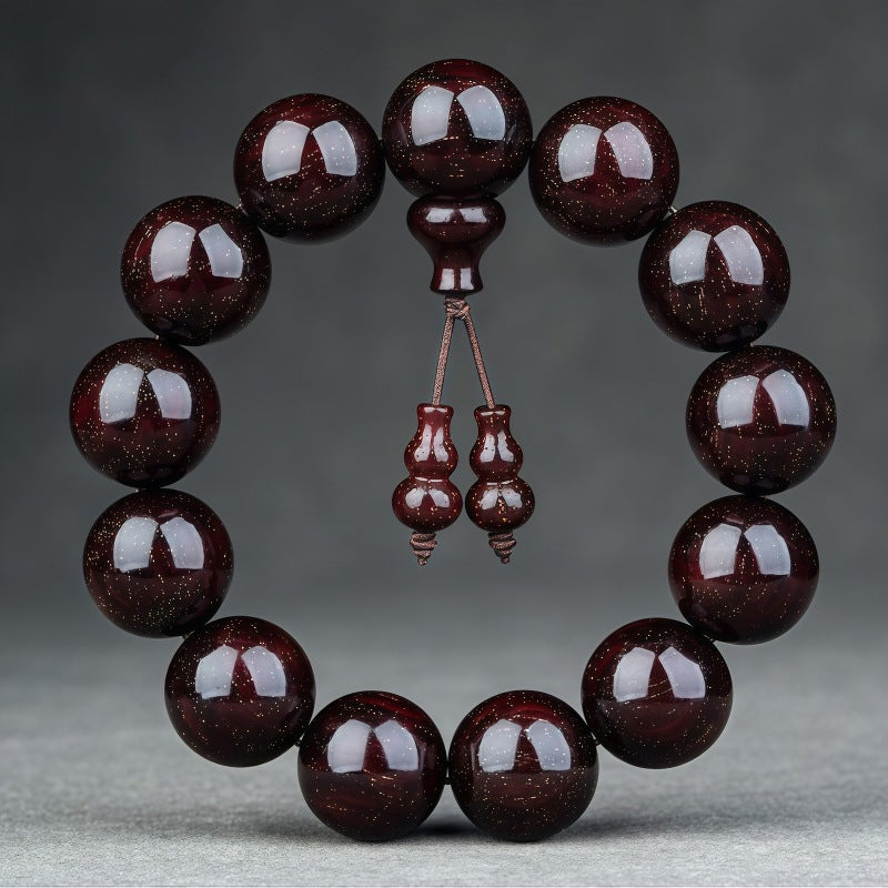 Women's & Men's Lobular Rosewood Old Materials Golden Spots Beads Bracelet