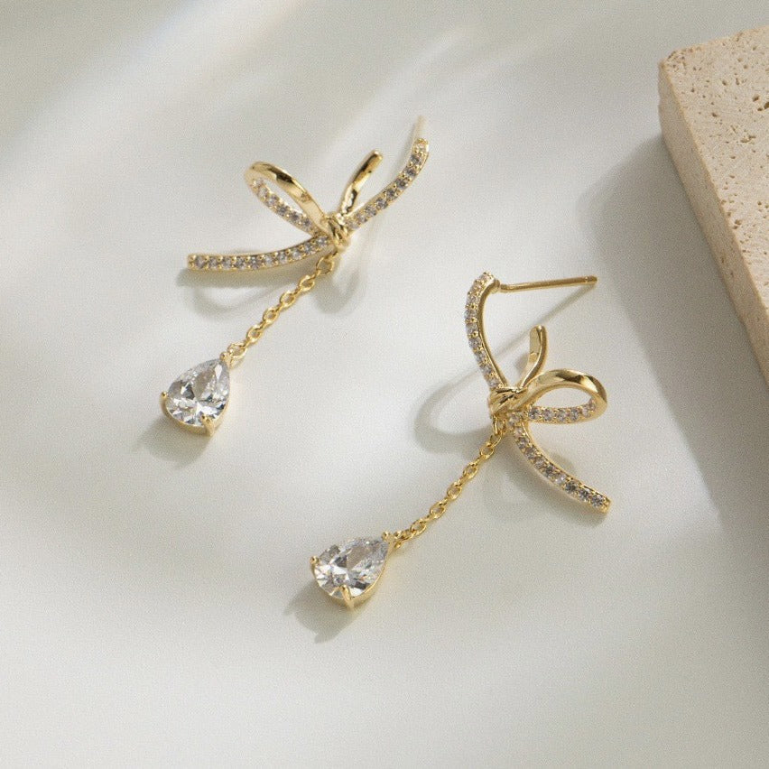 Bow Tassel Fashion Elegant Sier Lady Smart Earrings