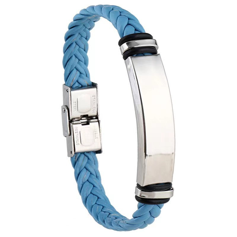 Simple Casual Stainless Steel Leather Woven Bracelets