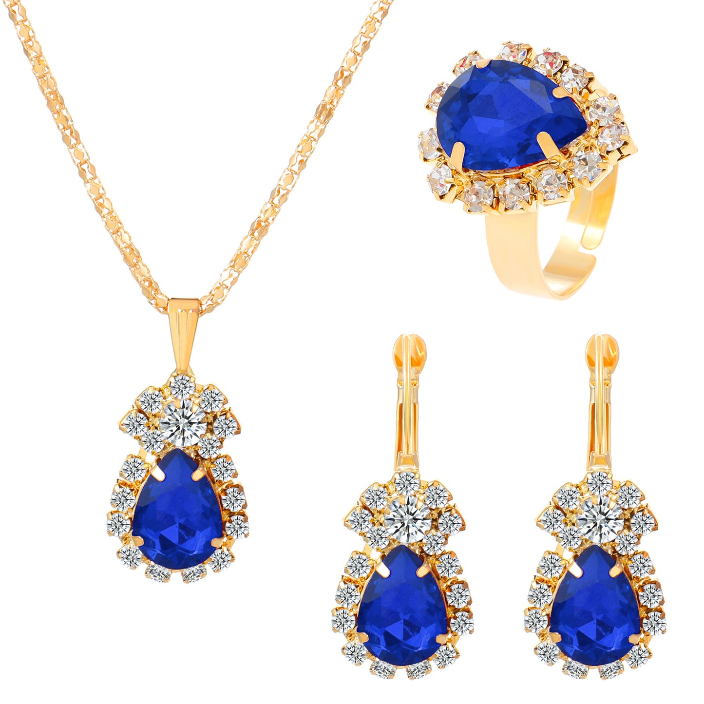 Water Drop Personality Fashion Color Rhinestone Rings