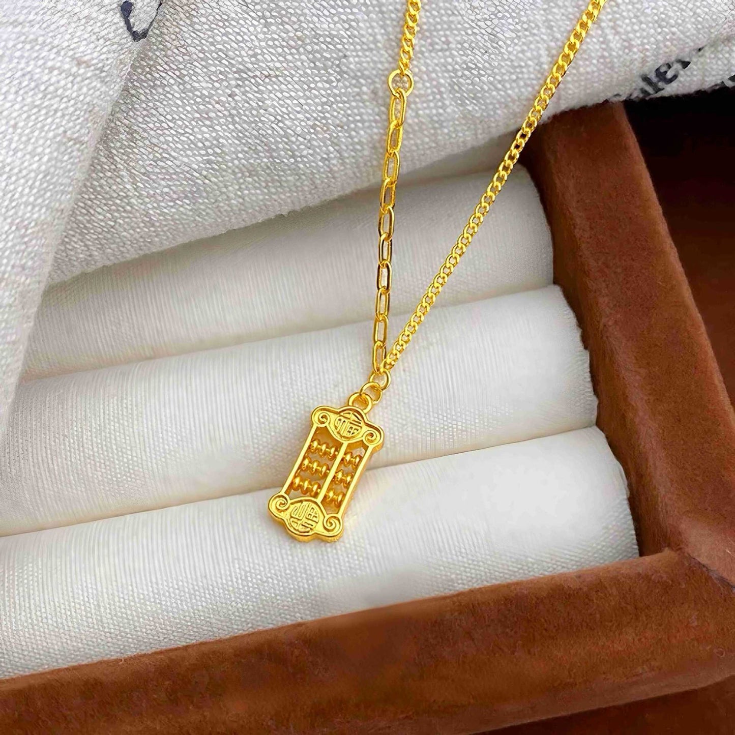Women's Imitation Gold Lucky Fortune Small Abacus Necklace