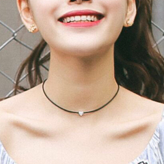 Women's Neckband Minimalist Sier Plated Love Leather Necklaces